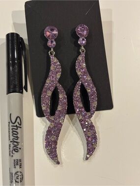 Elegant Lavender Crystal Drop Earrings - Women Jewelry